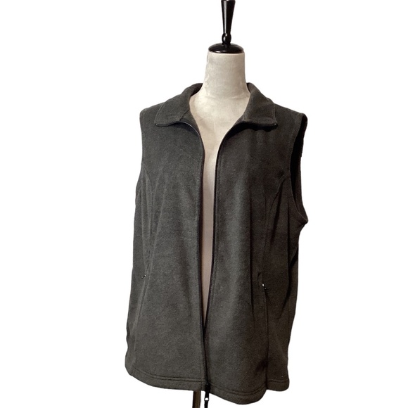 Columbia grey fleece vest gorpcore winter sports cozy soft warm turtlene… - Picture 2 of 10